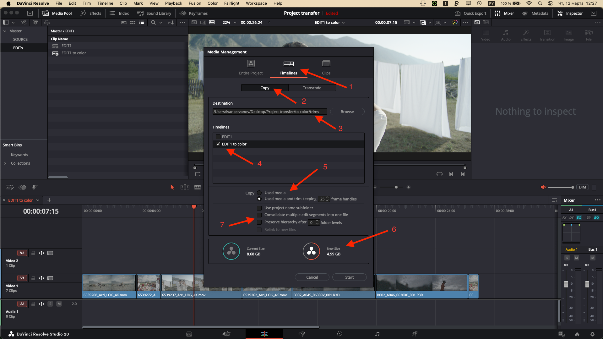 Как передать на цветокоррекцию проект из Davinci Resolve (2 способа). Colorist Ivan Serzhanov