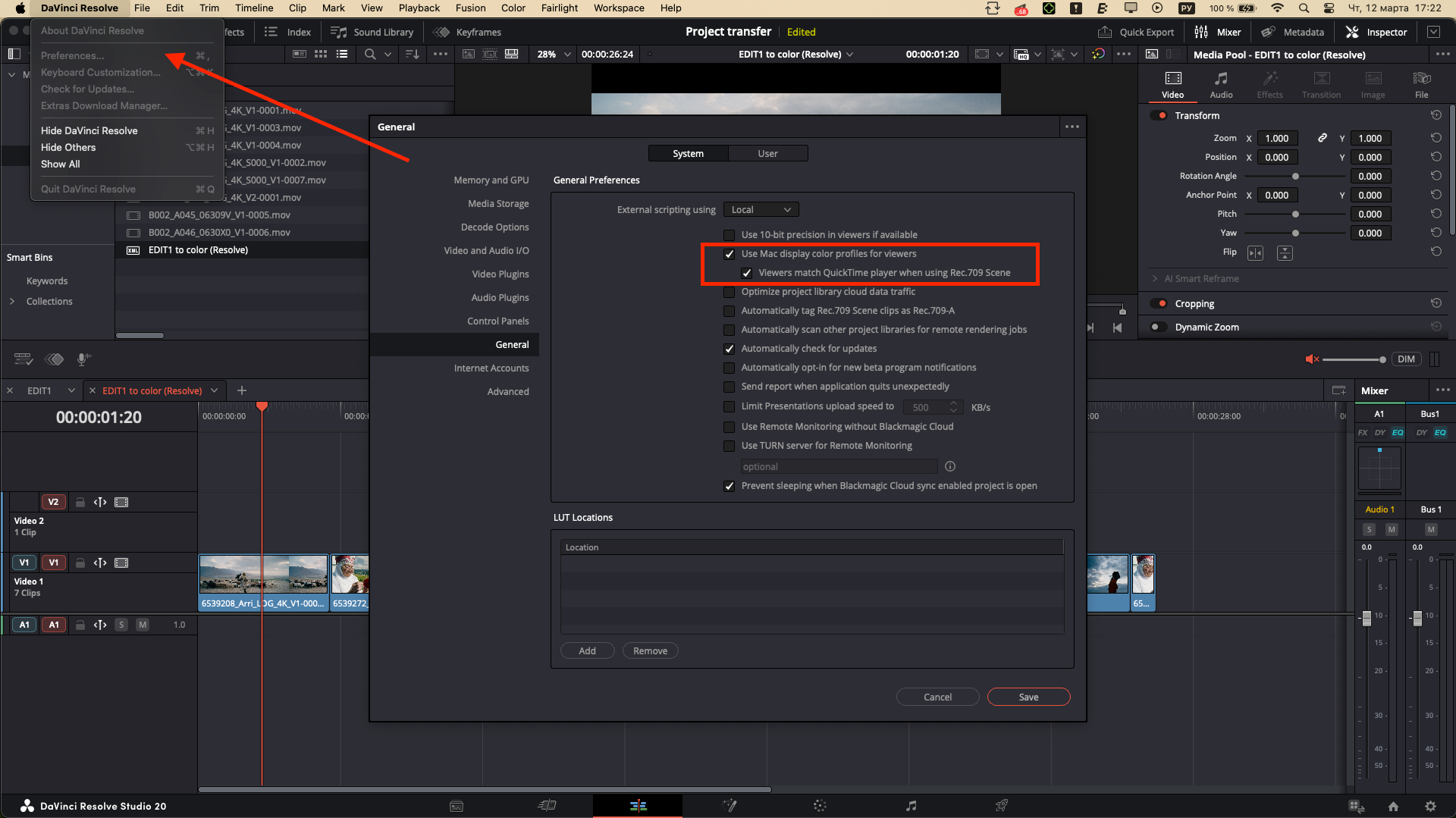 Как передать на цветокоррекцию проект из Davinci Resolve (2 способа). Colorist Ivan Serzhanov