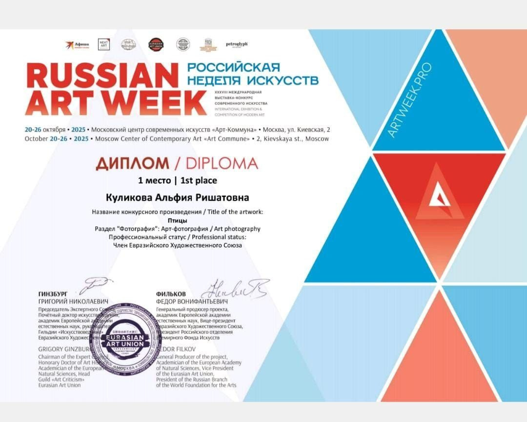 Награды в конкурсах. Kulikova Alfiia