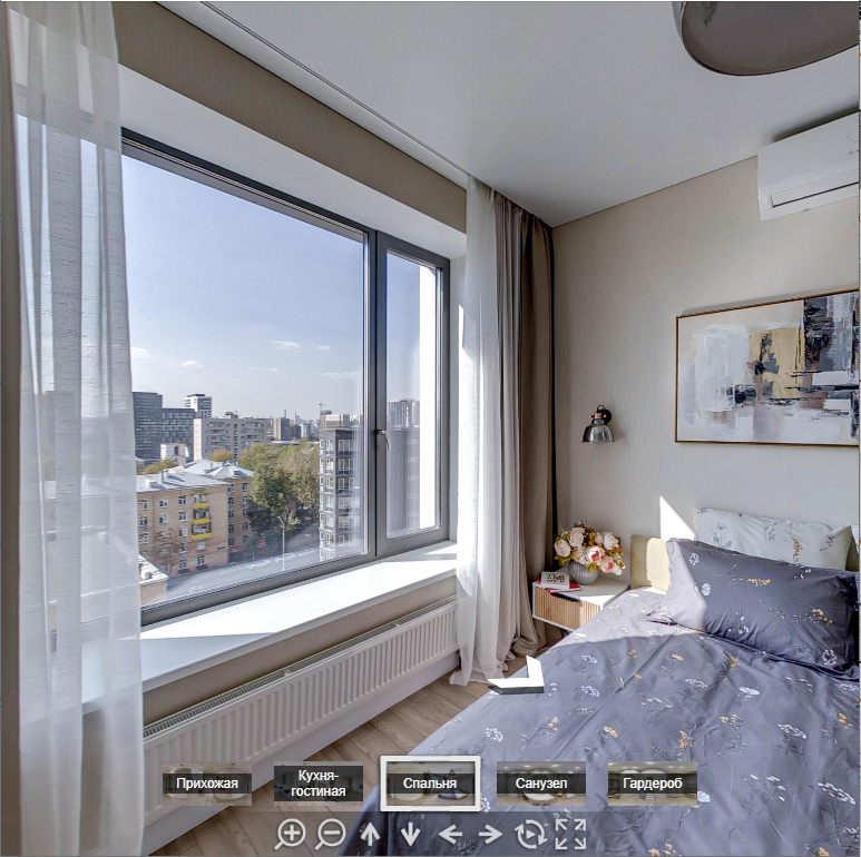 Виртуальный 3D тур по двухкомнатной квартире для продажи. Съёмка панорам на камеру на камеру Insta360 ONE RS 1-Inch. Панорамный фотограф Кузнецов Сергей.