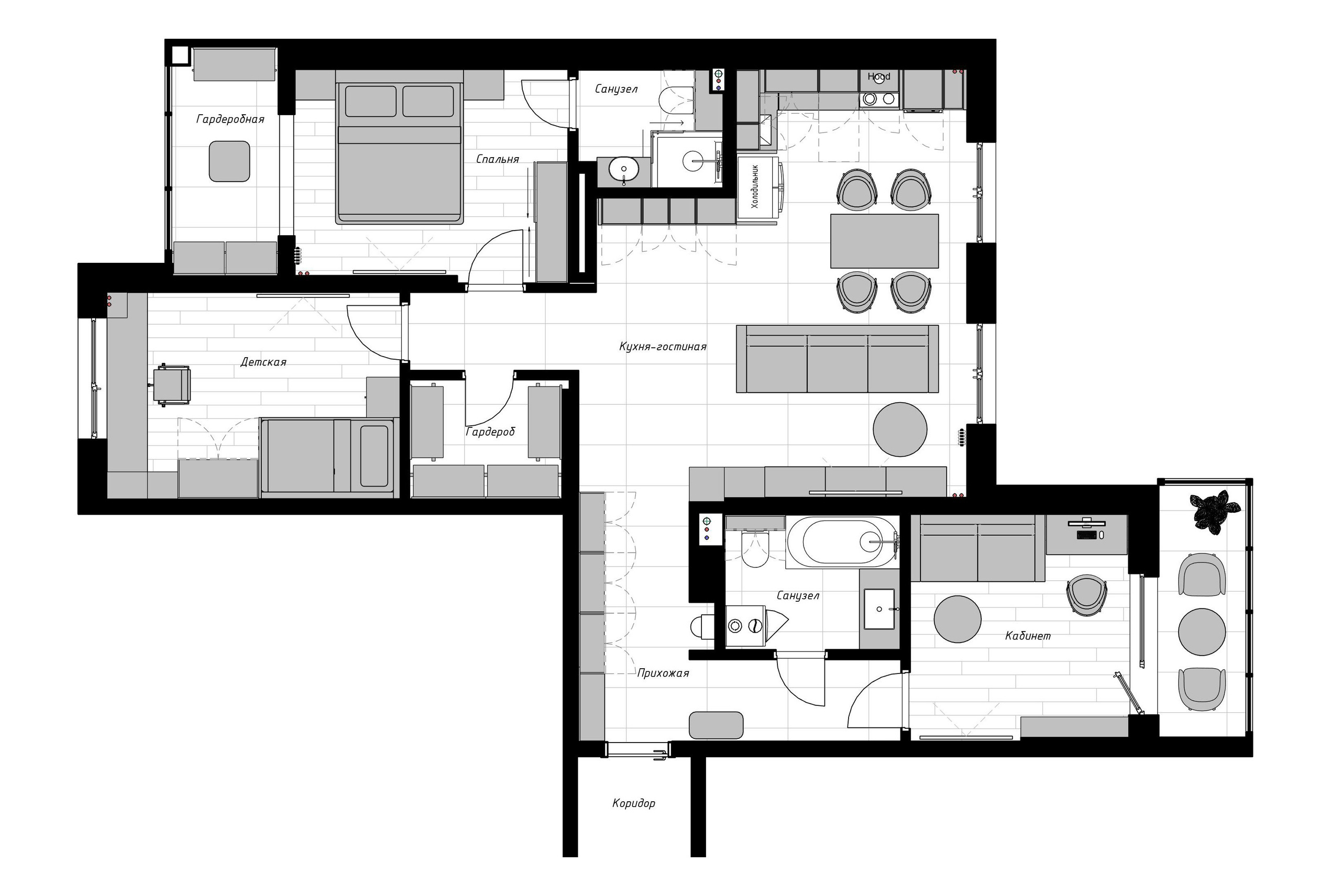 Квартира ЖК RIVER NEW. Архитектурно-дизайнерское бюро ROOMS