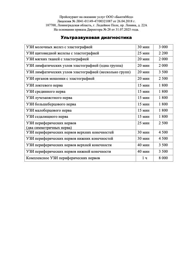 Ультразвуковая диагностика. Клиника здоровья и красоты «Бьюти Мед Про» г. Лодейное Поле