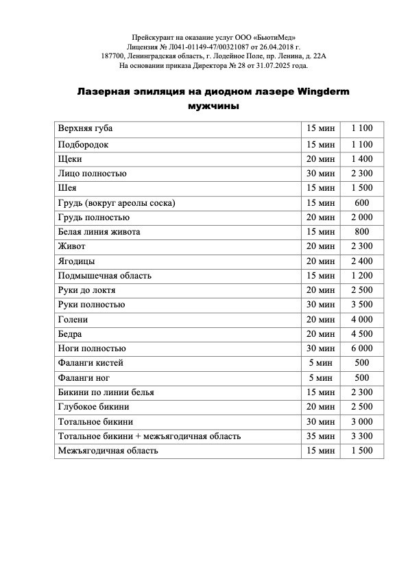 Лазерная эпиляция. Клиника здоровья и красоты «Бьюти Мед Про» г. Лодейное Поле