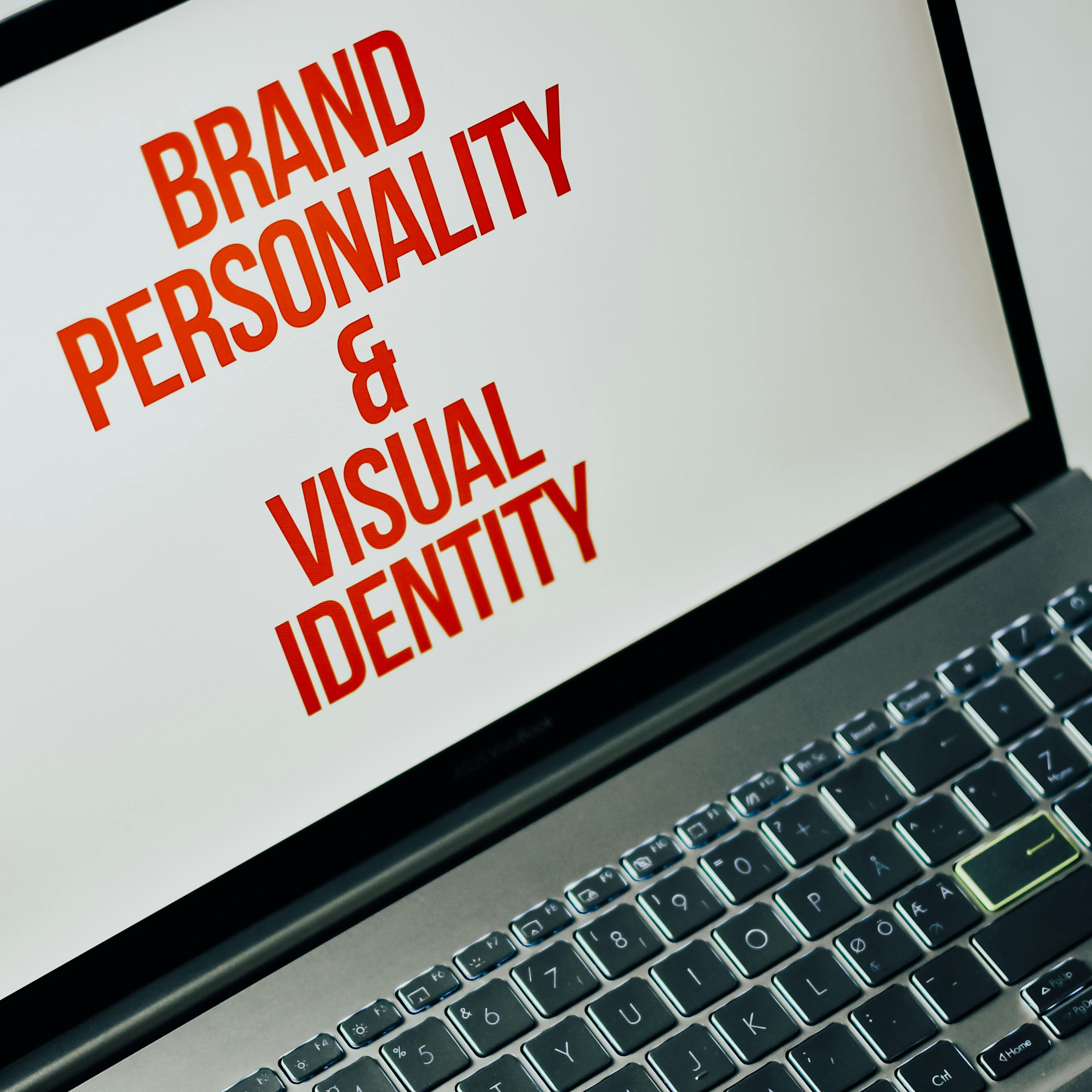 Brand Identity and Personality Development on Laptop Screen for Social Marketing Strategy