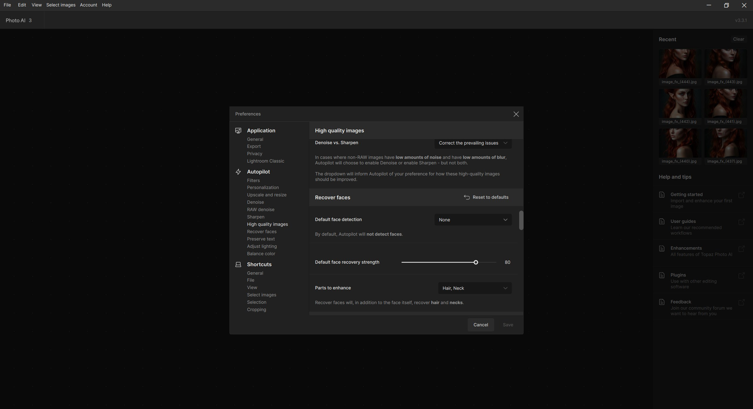 Как выключить Recover Faces в Topaz Photo AI? Инструкция