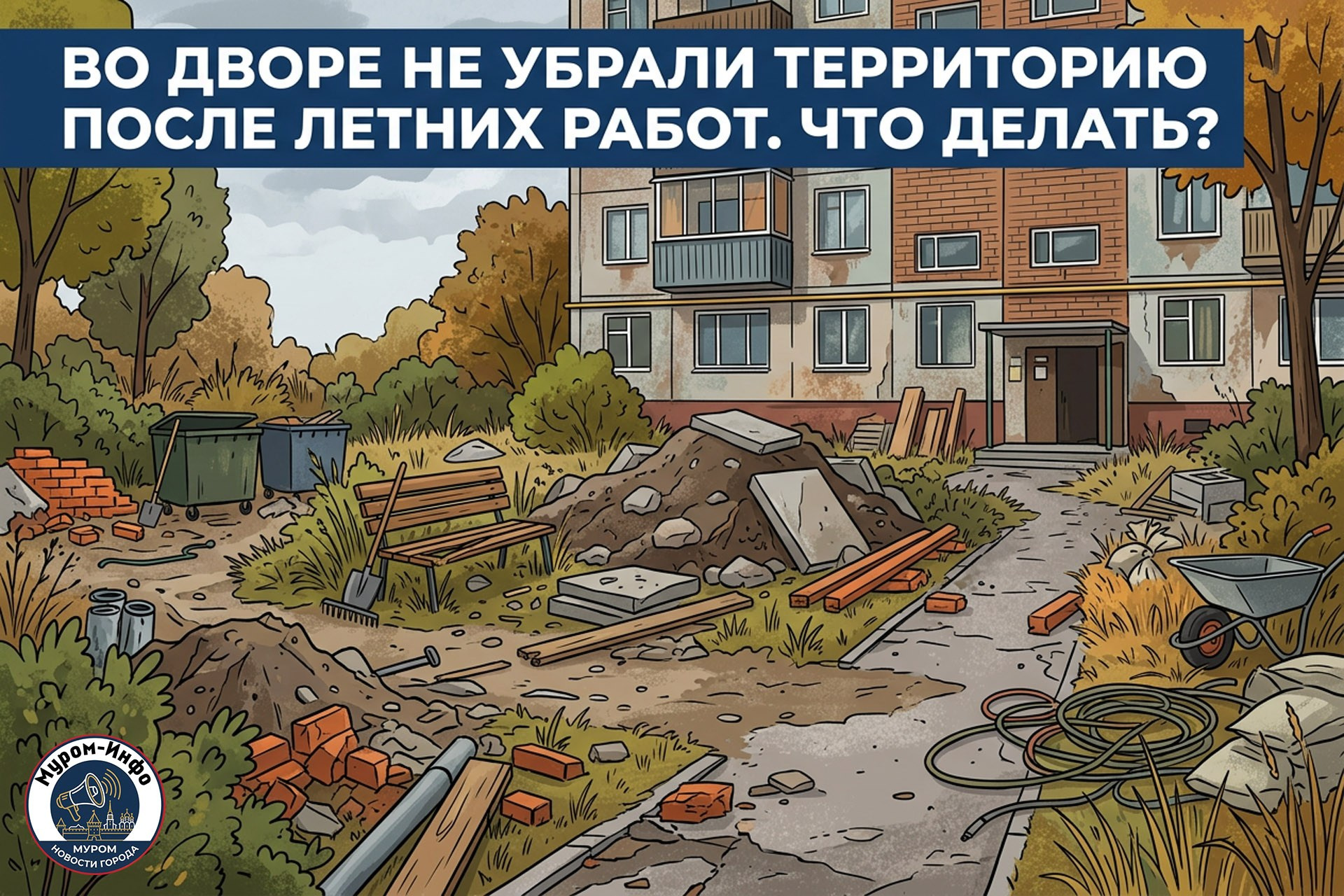 Во дворе не убрали территорию после летних работ. Что делать?