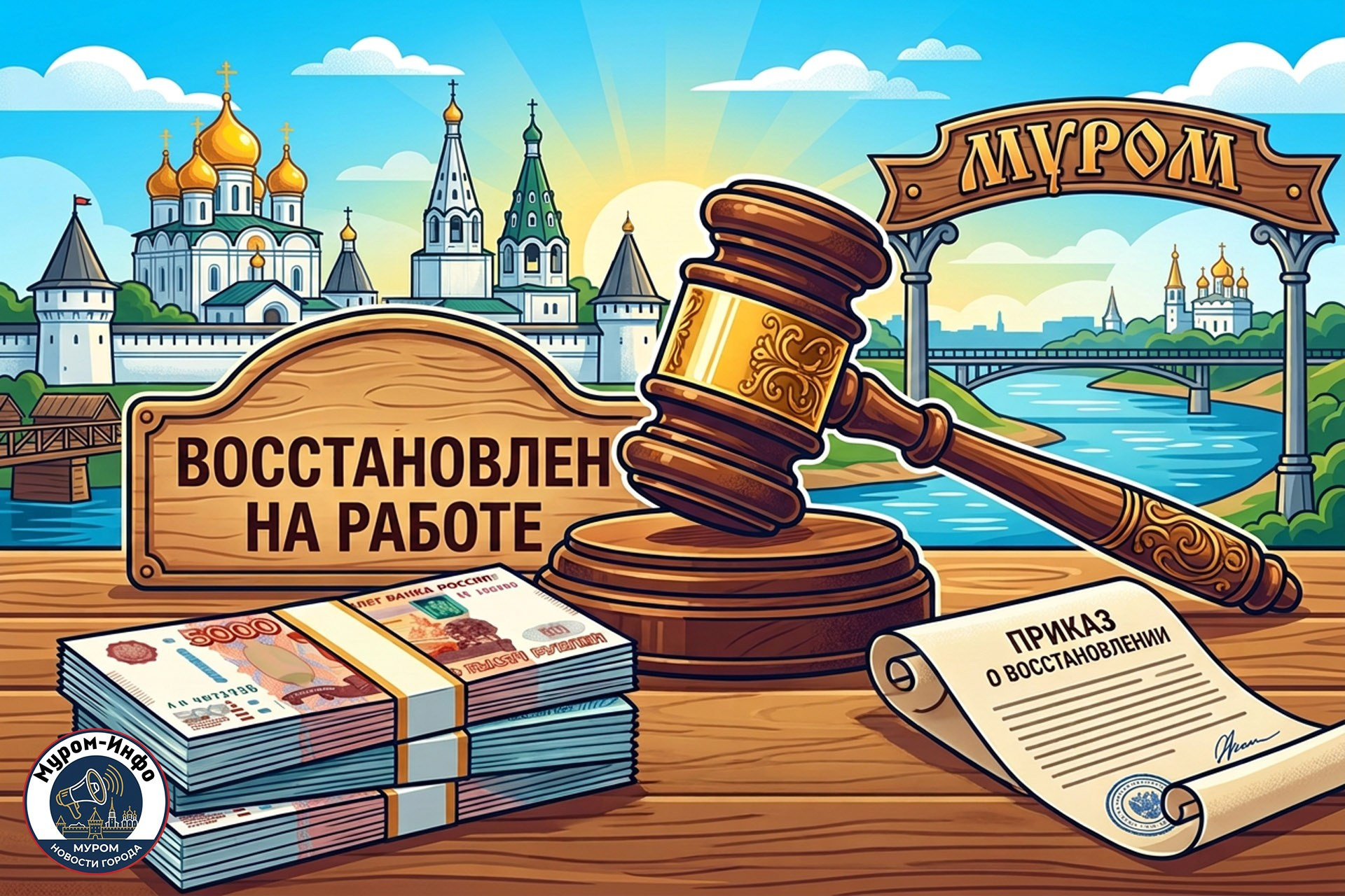 В Муроме незаконно уволенного сотрудника восстановили на работе — ему выплатят почти 900 тысяч рублей