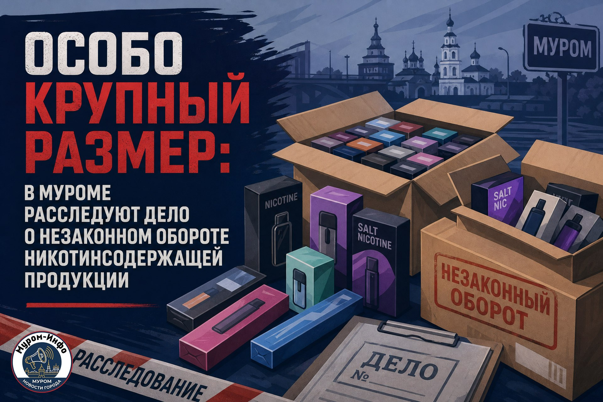 Особо крупный размер: в Муроме расследуют дело о незаконном обороте никотинсодержащей продукции