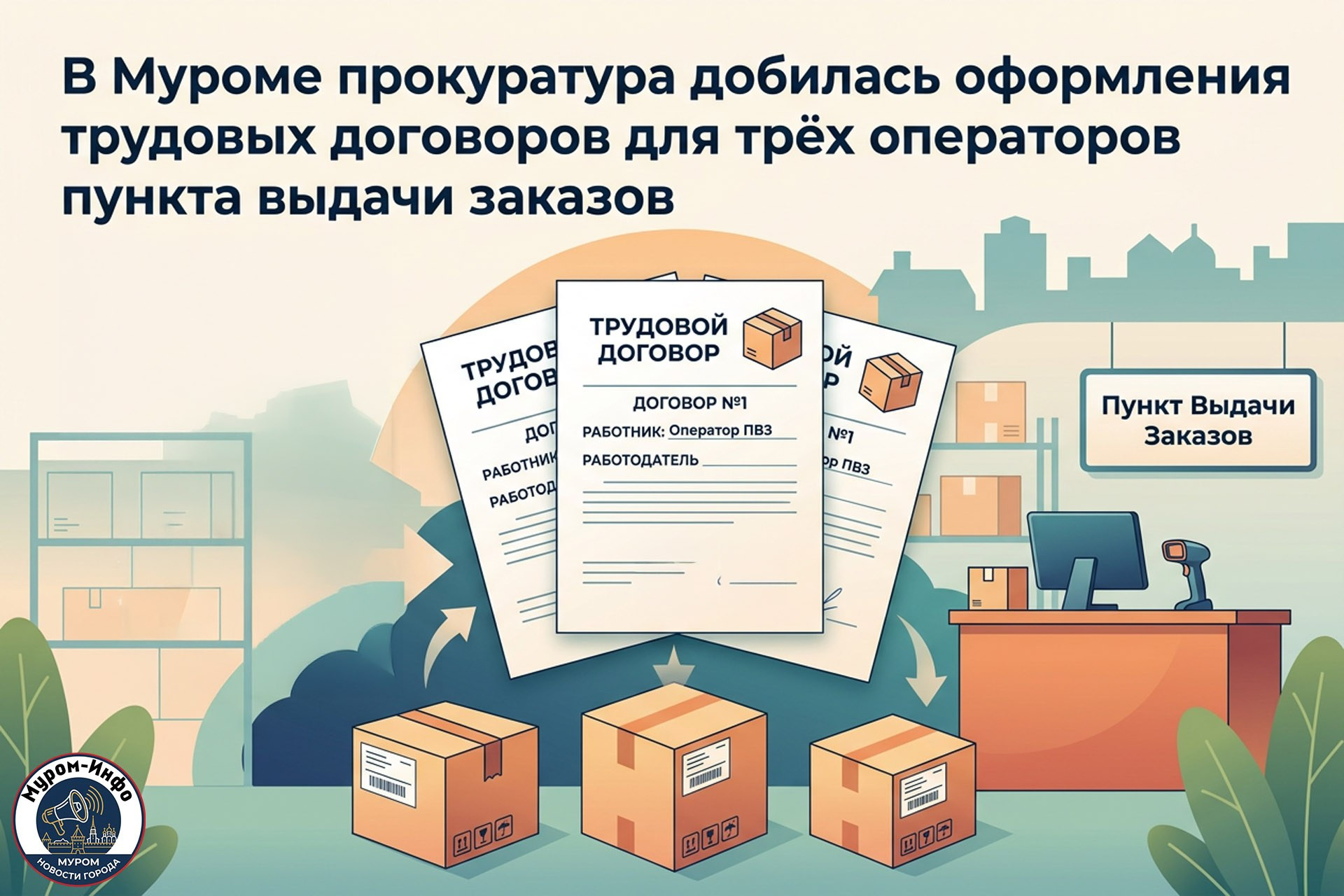 В Муроме прокуратура добилась оформления трудовых договоров для трёх операторов пункта выдачи заказов
