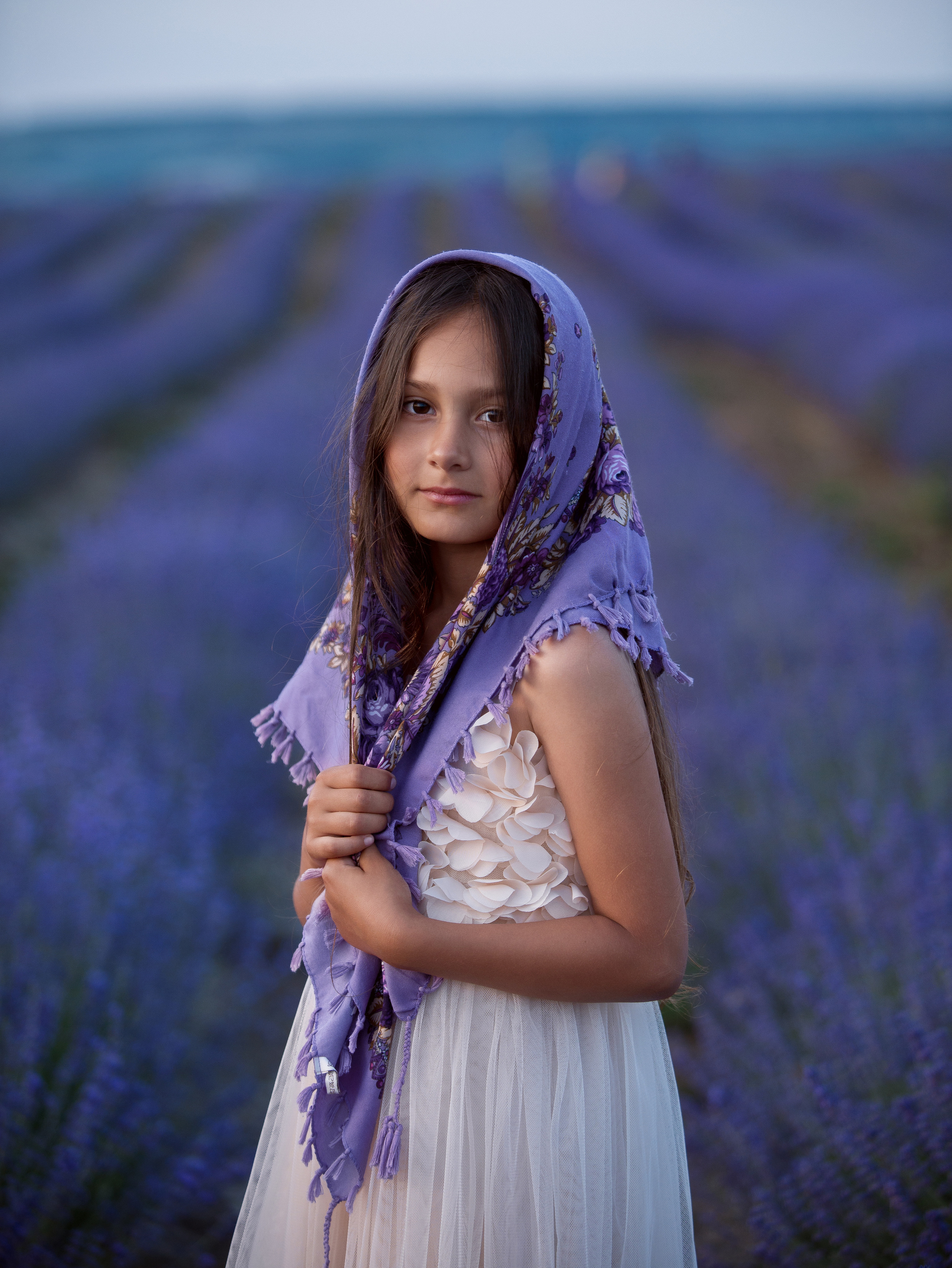 Фотосессия в цветущей лаванде на закате