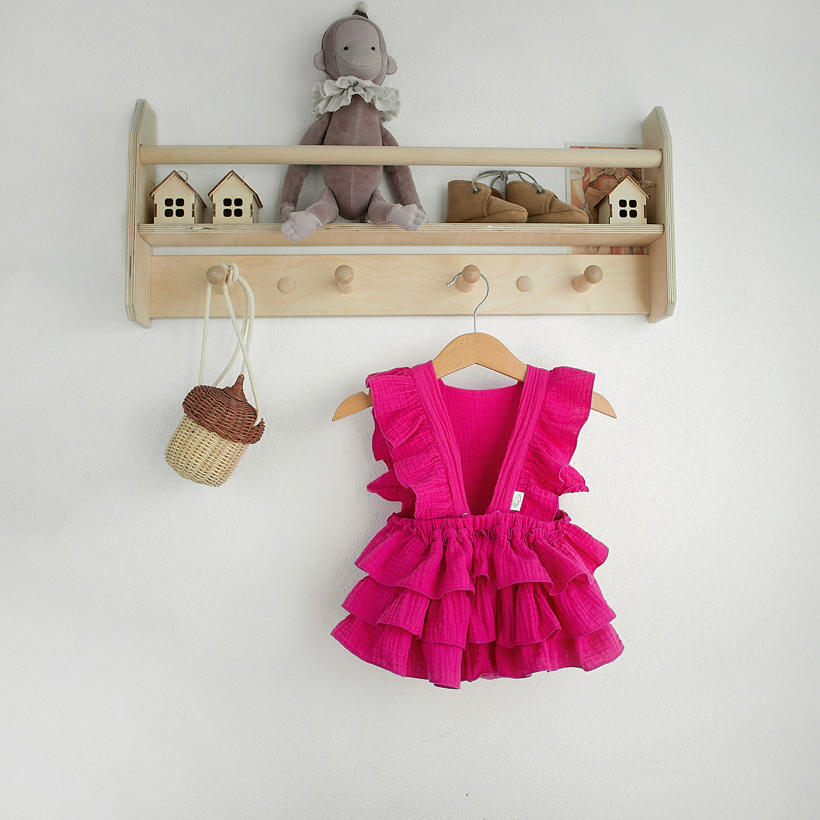 N-055 РОмпер с воланами 74 фуксия. Эко-одежда для детей