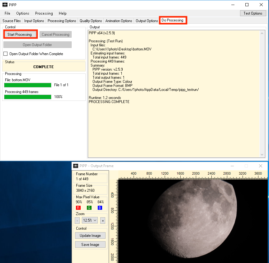Интерфейс программы pipp