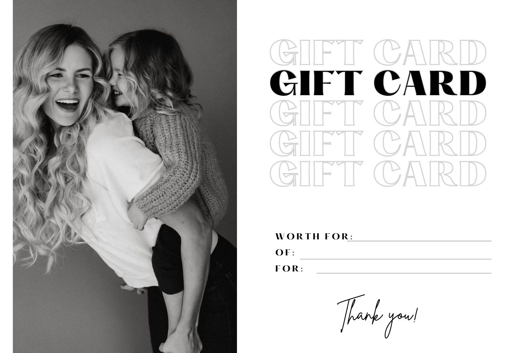 Giftcard. Family, Children and Business photographer in Belgium