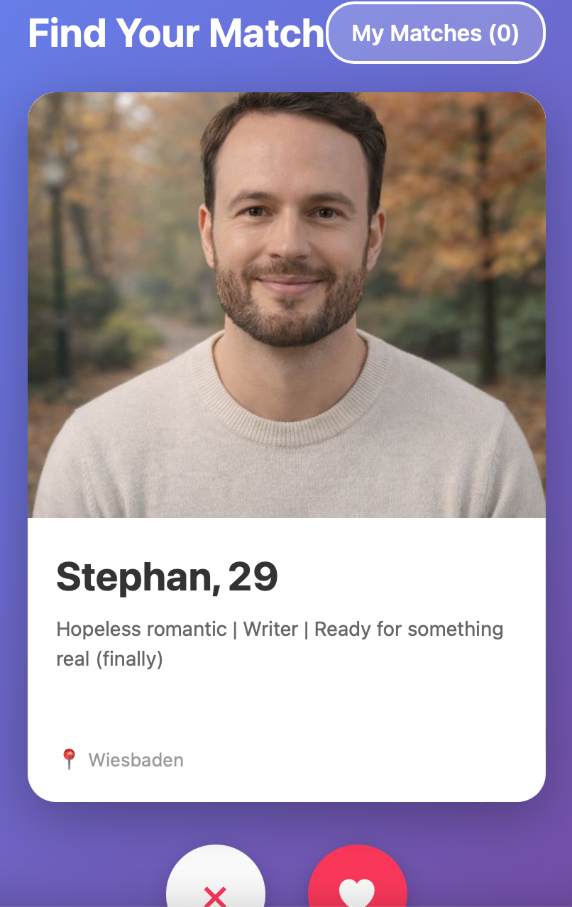 Online Dating Simulation. Anastasia Sokolova: Filmmaker. Experience Designer. AI Explorer