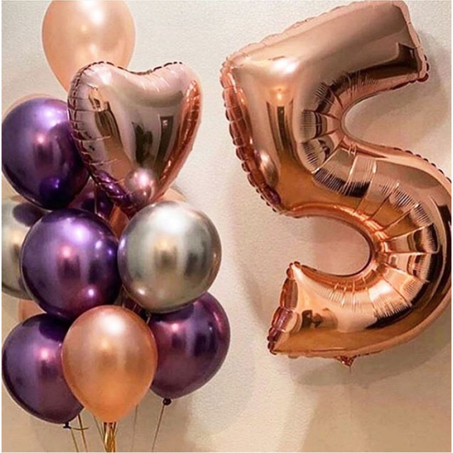 Шары с цифрами розовое золото. Студия праздничного декора