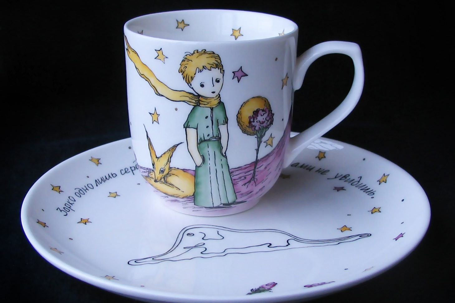 Набор детской посуды « Маленький принц». Роспись фарфора на заказ в Санкт-Петербурге. 