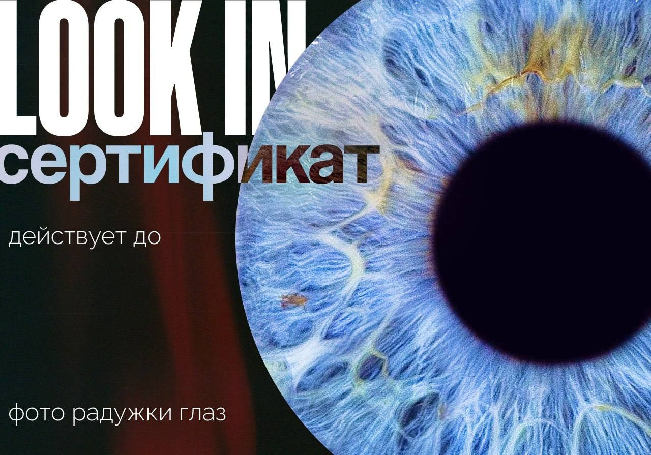 Подарочный сертификат. Фото радужки глаза LOOK IN