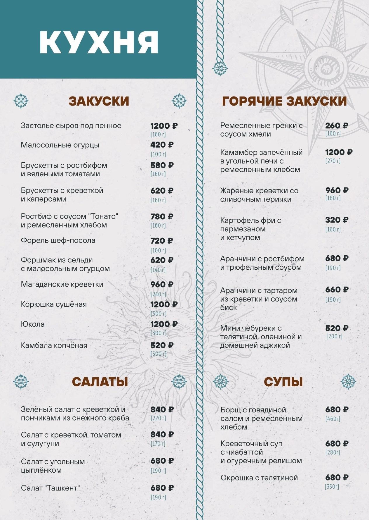 Меню кухни и бара. Банный комплекс НАГАЕВСКИЕ БАНИ