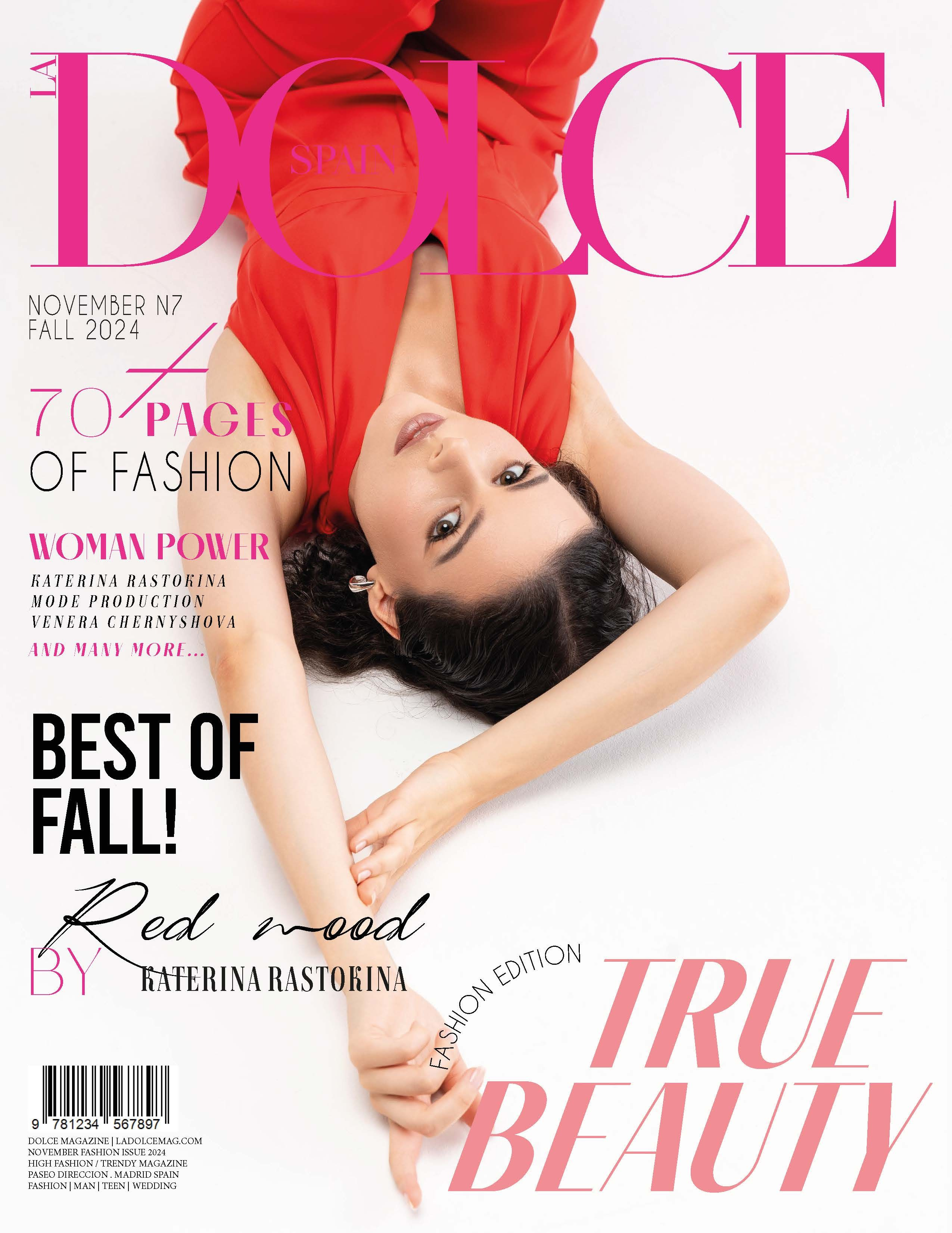 Обложка журнала DOLCE, Spain. November 2024. Катерина Растокина фотограф в Санкт-Петербурге