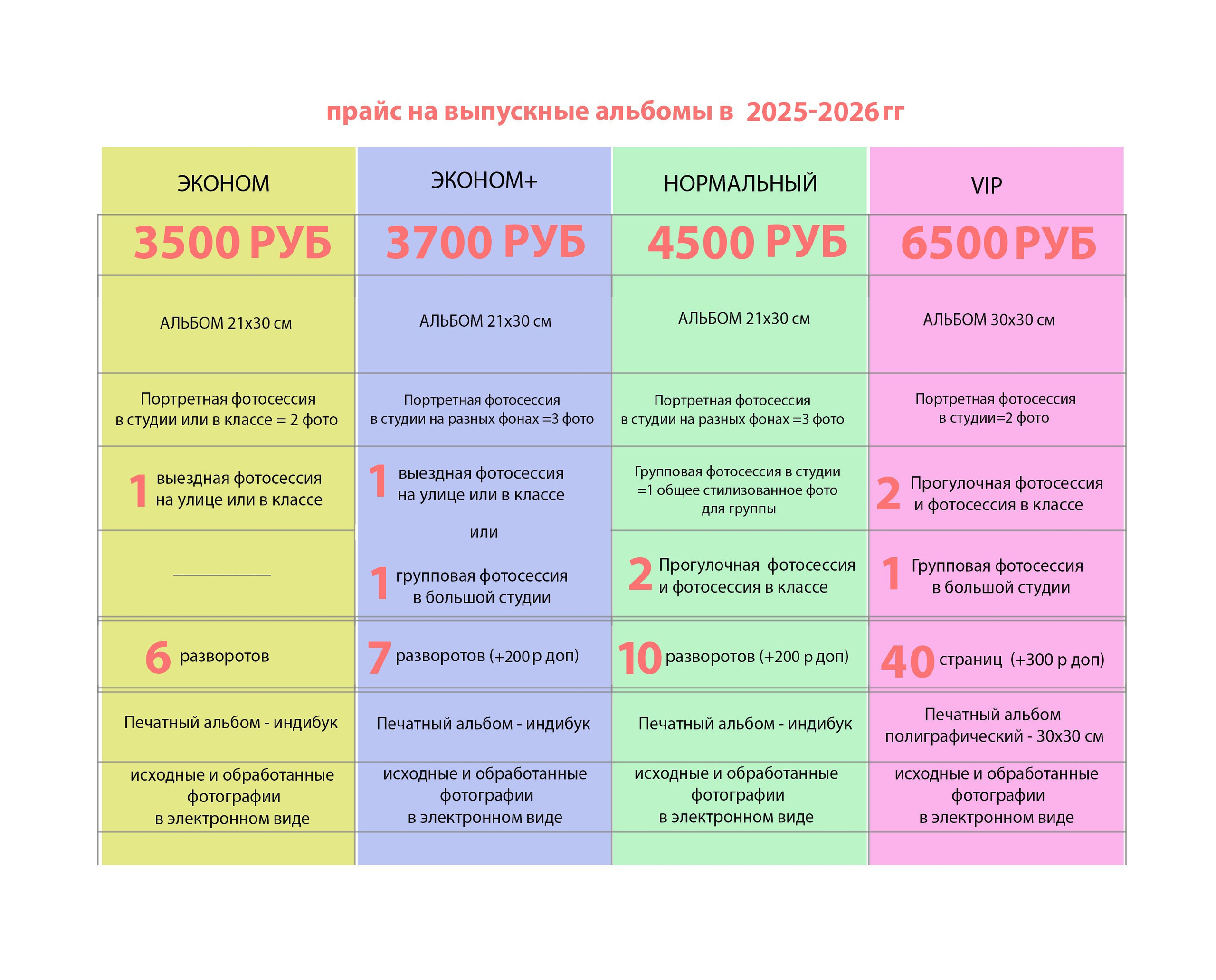 Стоимость. Фотосъемка и изготовление выпускных альбомов в Ростове-на-Дону