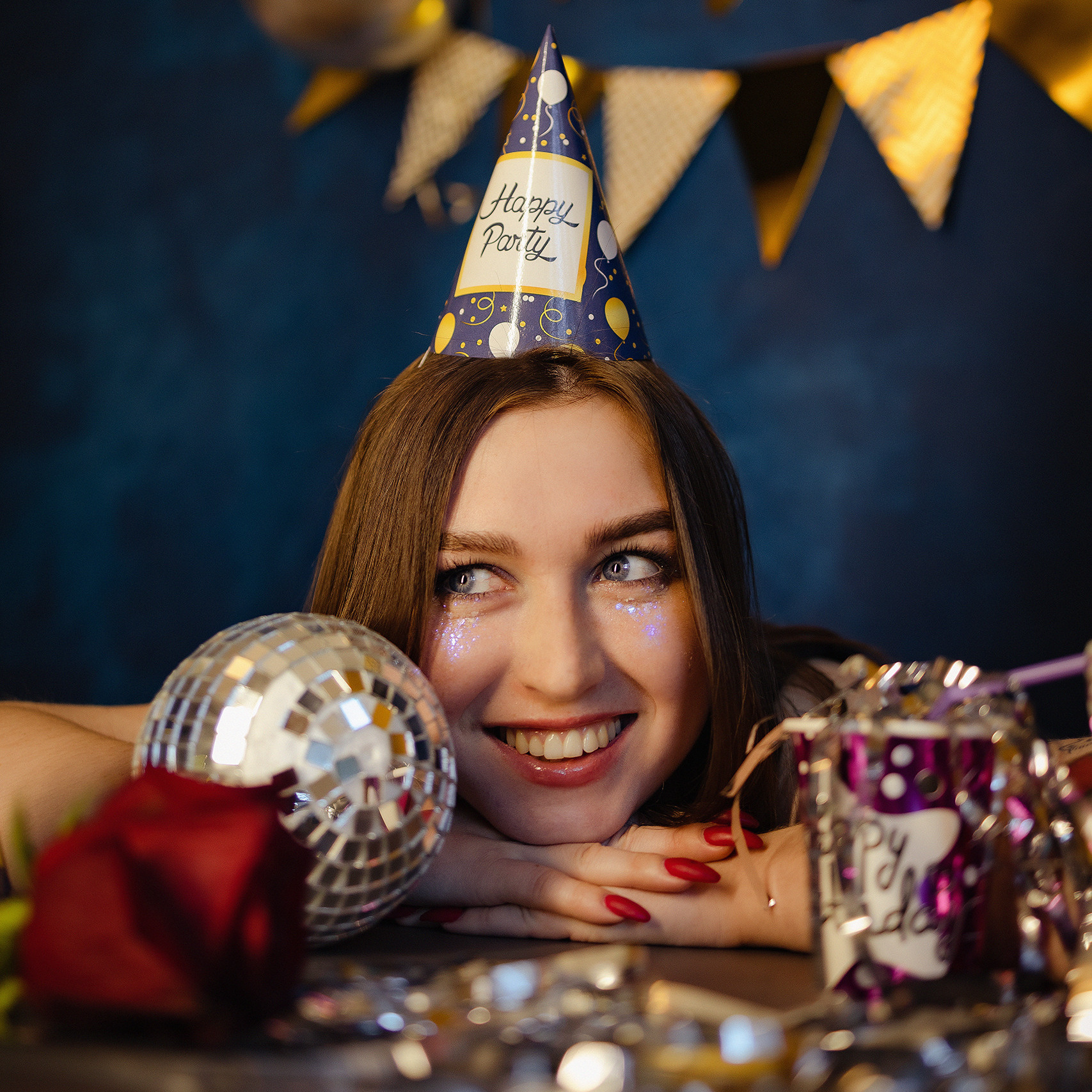 Фотосессия дня рождения, вечеринка, колпак, диско шар