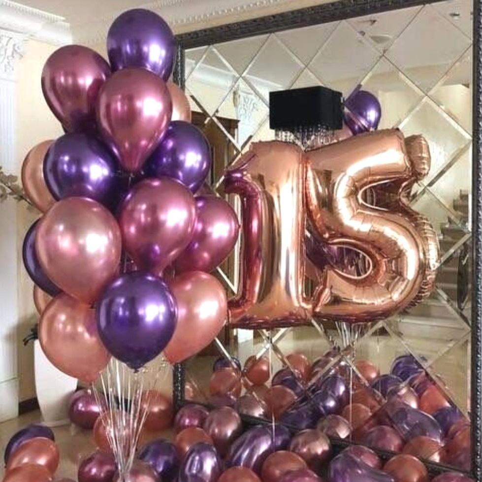 Шары с цифрами розовое золото. Студия праздничного декора