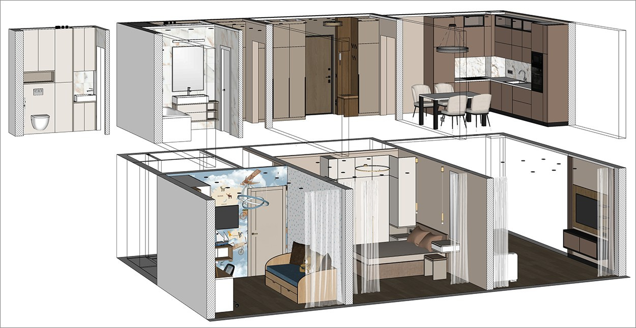 Дизайн в 3D модели.