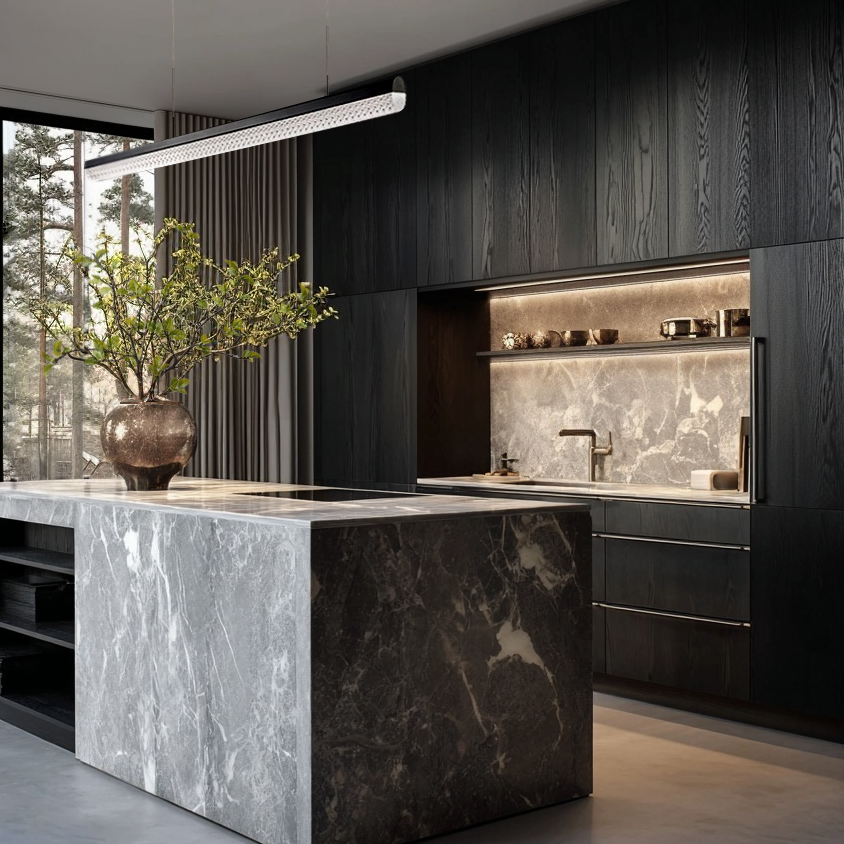 дизайн черной кухни