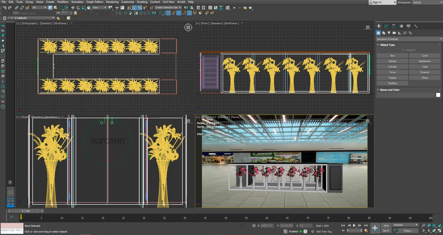3D-визуализация островка по продаже цветов — Москва | Портфолио