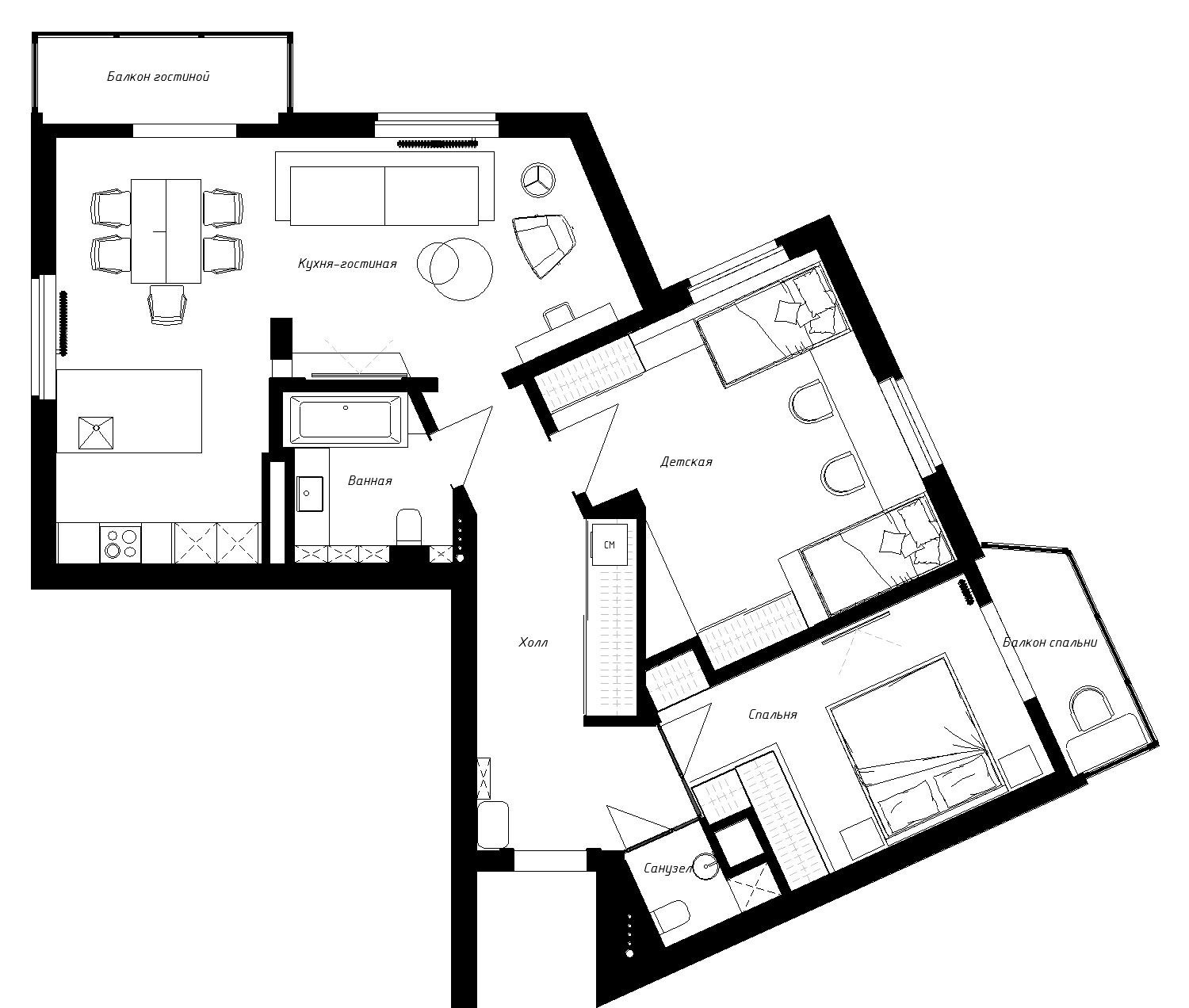 Квартира ЖК Пионерский. Архитектурно-дизайнерское бюро ROOMS