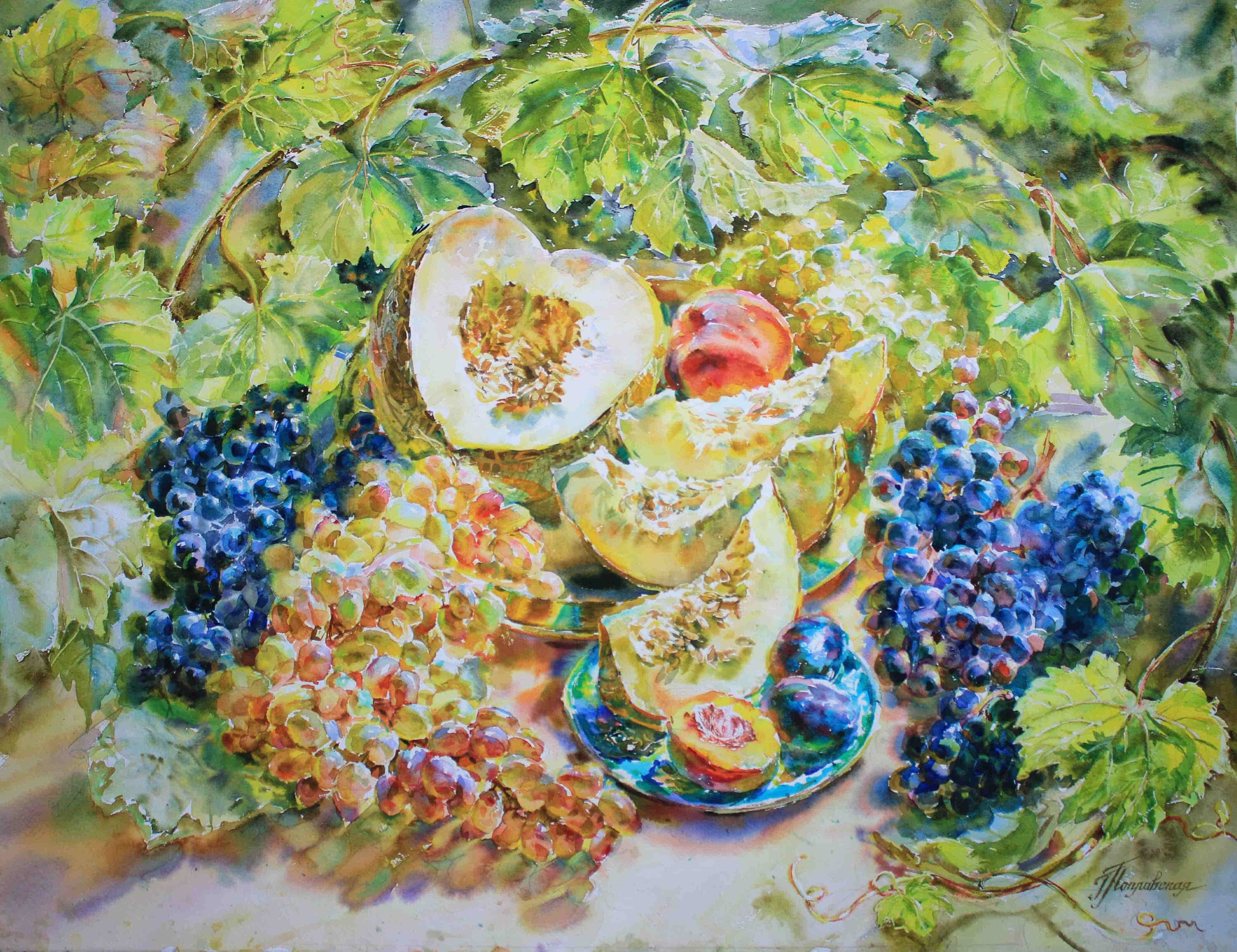 «Натюрморт в солнечном саду». Свет акварели Галины Поплавской