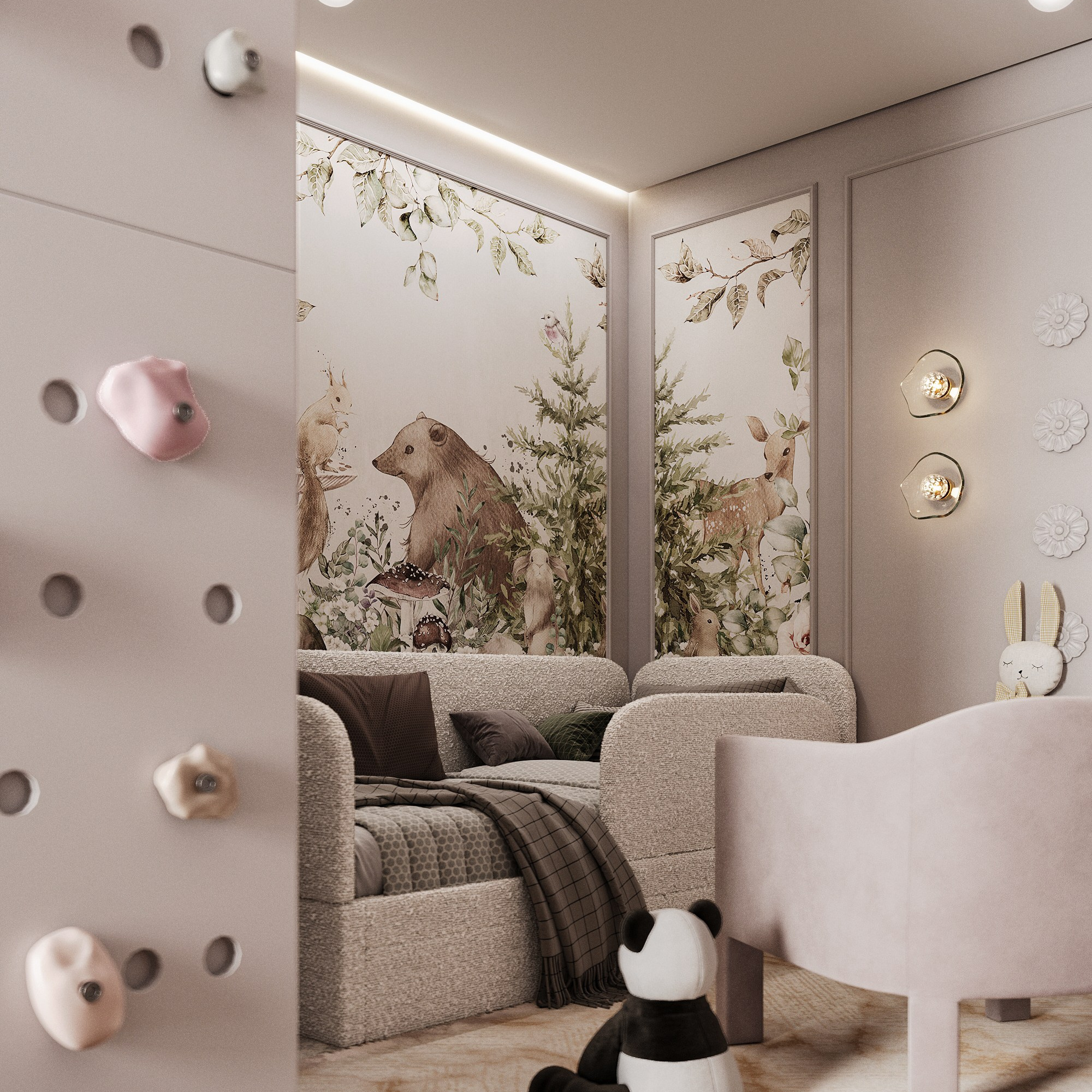 Нежная зона для сна в детской комнате для девочки