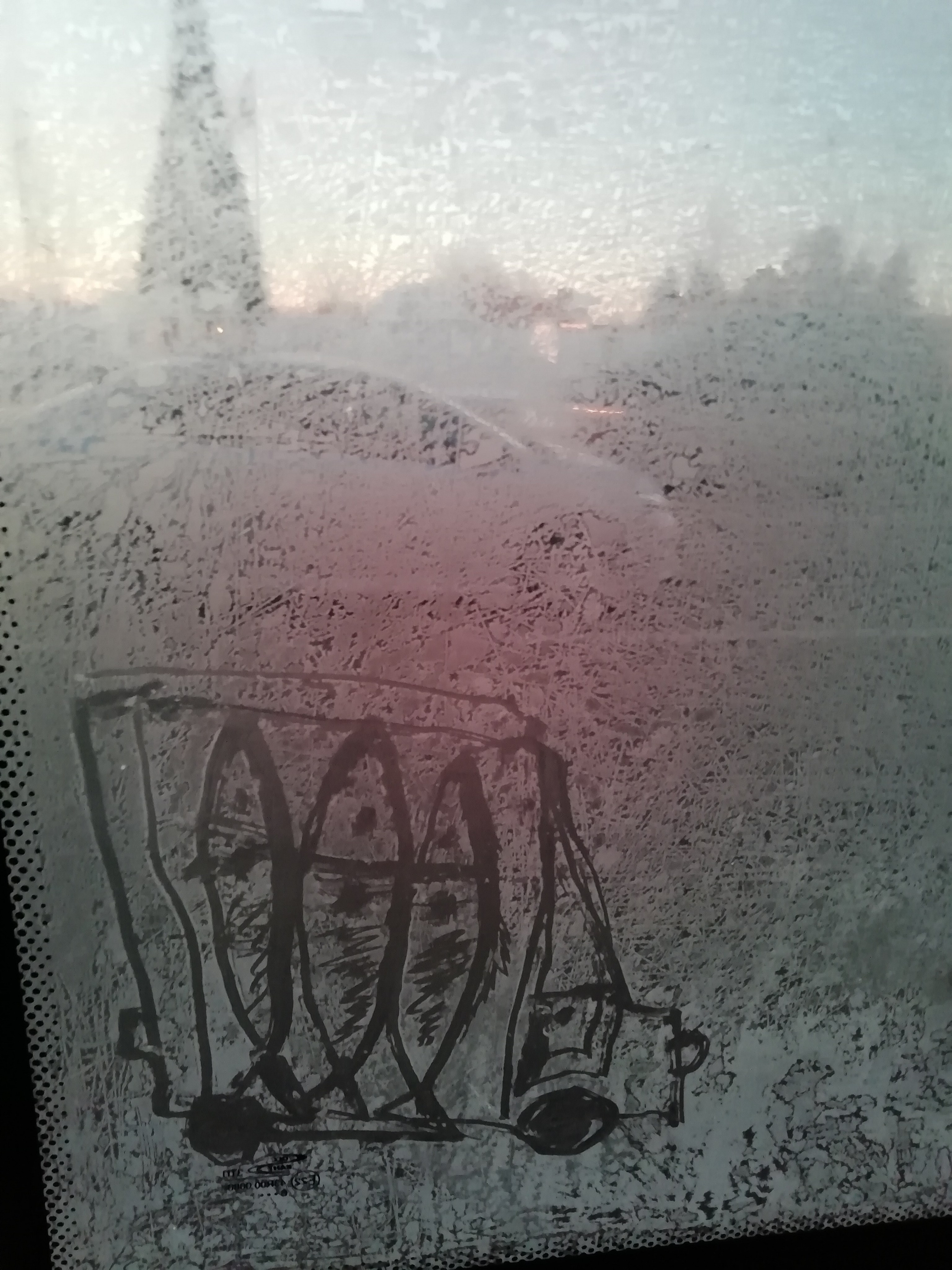 Рисункинаокнахавтобуса. Художник Рыбак Николай