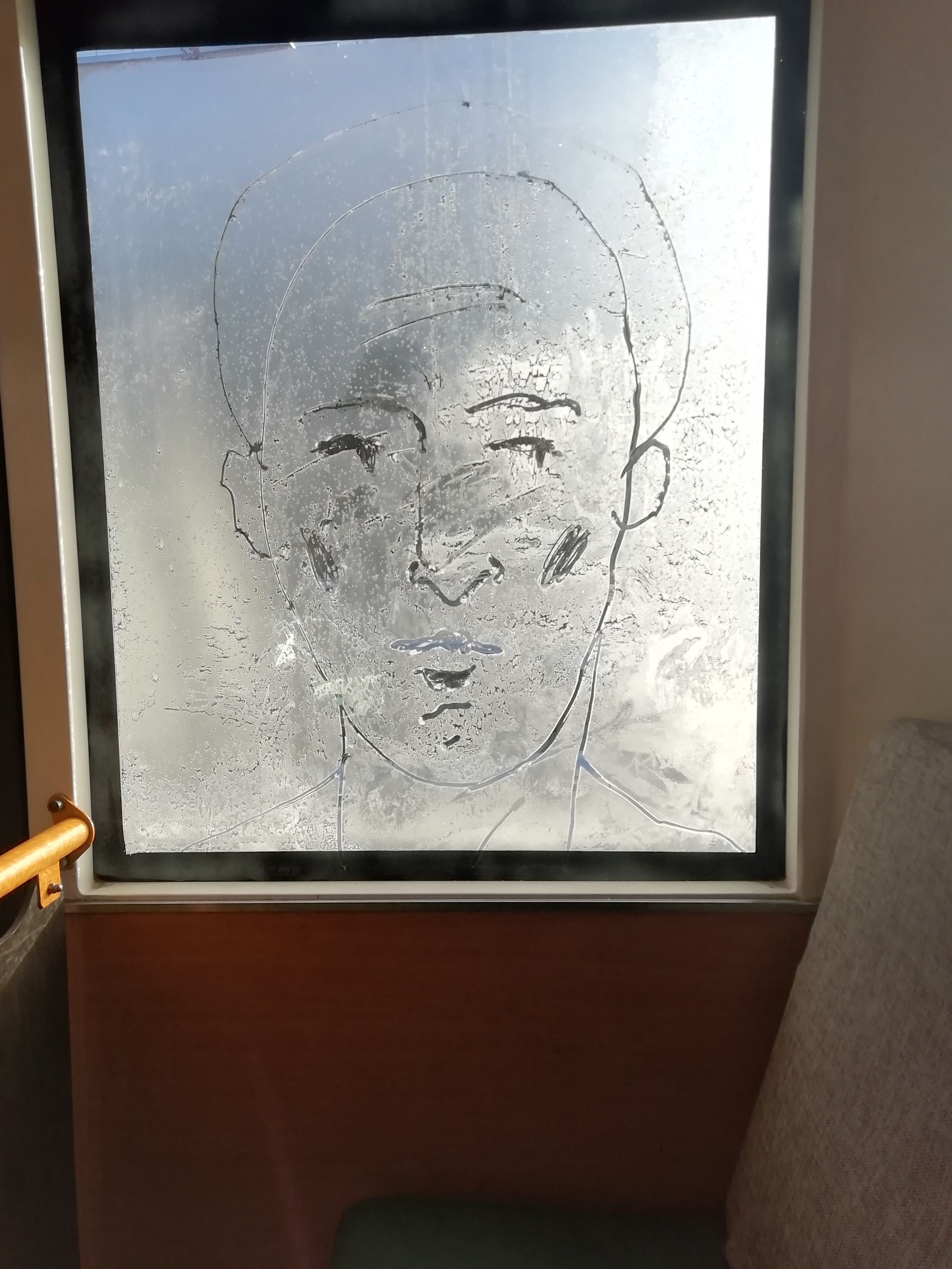 Рисункинаокнахавтобуса. Художник Рыбак Николай