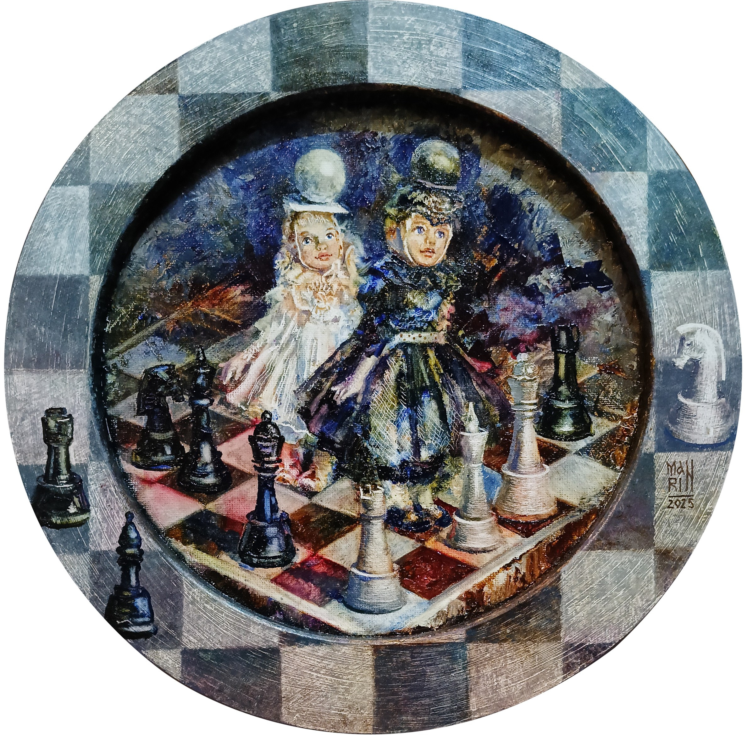 картины, интерьерные картины, картины маслом, масло, природа, живопись, купить картину, картина в подарок, старина, ретро стиль, натюрморт, антиквариат, старинный натюрморт, картина в раме, круглая картина, шахматы, пешка, и пешка может стать ферзем, шахматная доска, картина для шахматиста, куклы, авторская кукла, картина для детской комнаты