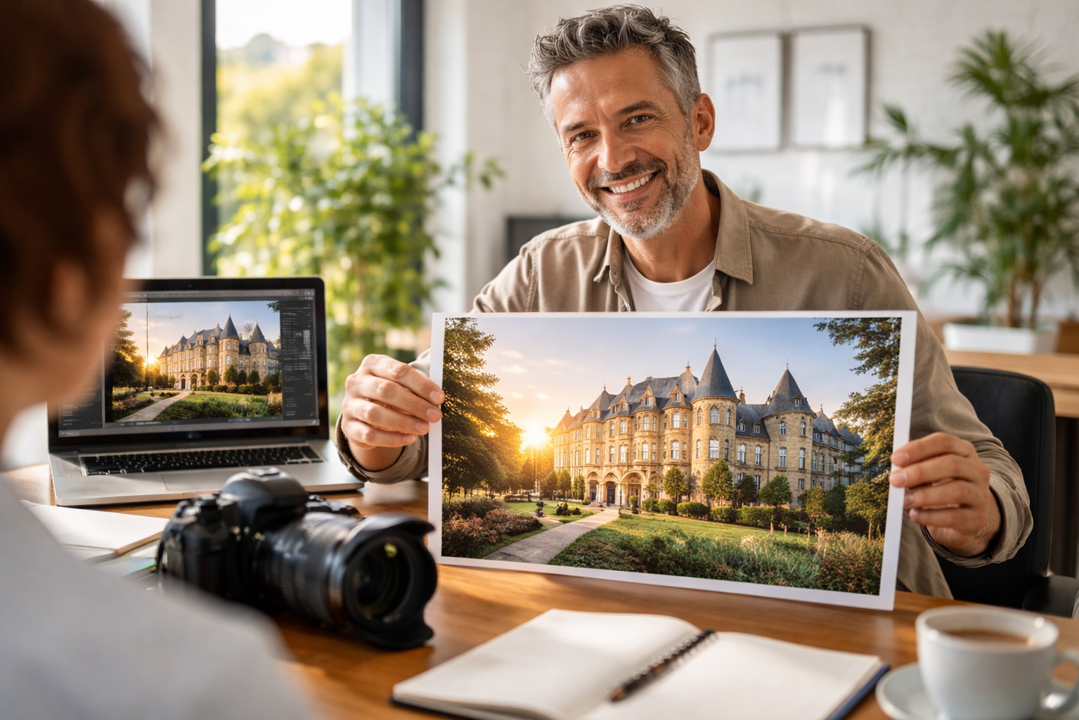 Фотограф демонстрирует свою фотографию