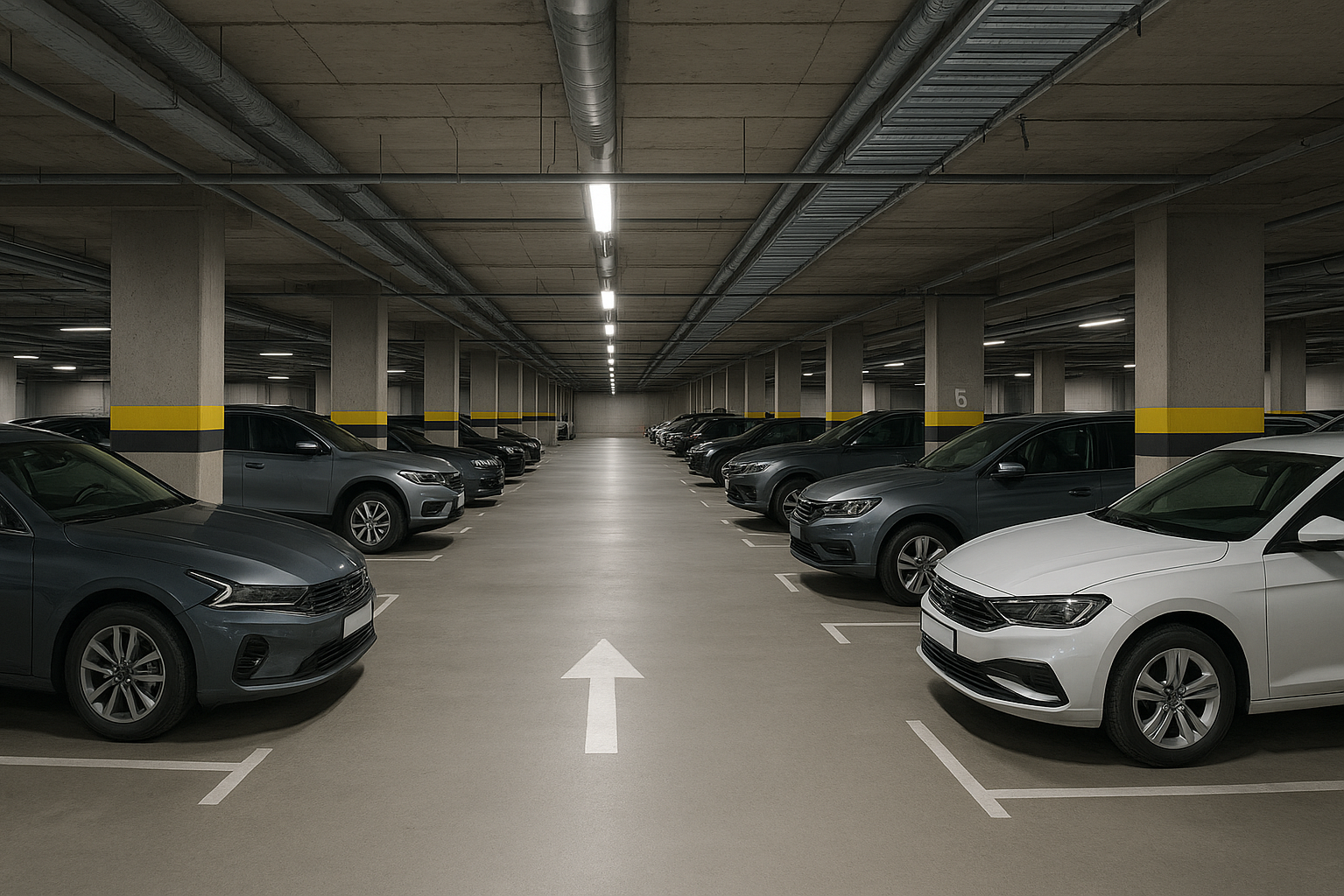 Подземный паркинг в бизнес-центре класса А