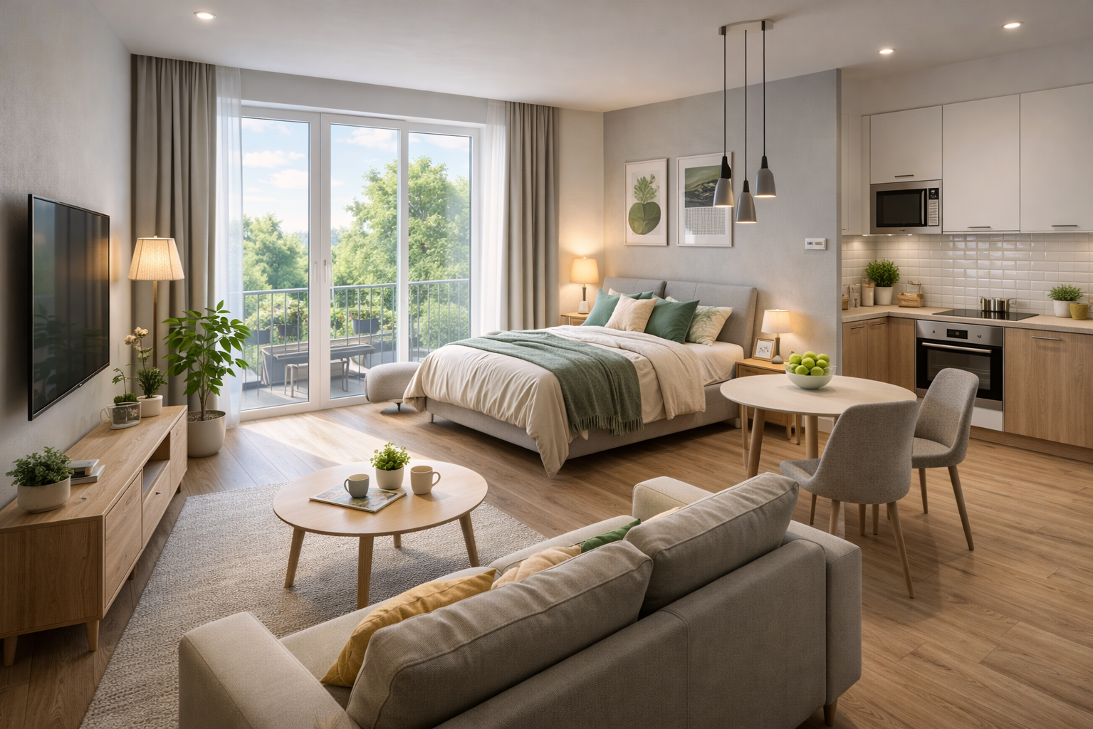 Интерьер квартиры-студии в темных тонах