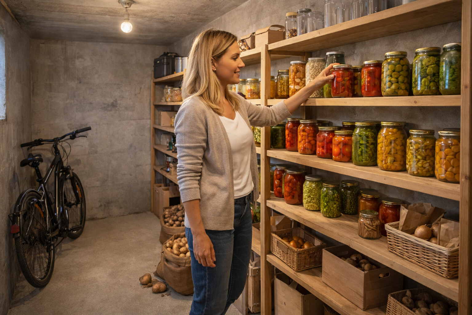 Отдельная кладовка в жилом доме с хранением закаток и спортинвентаря