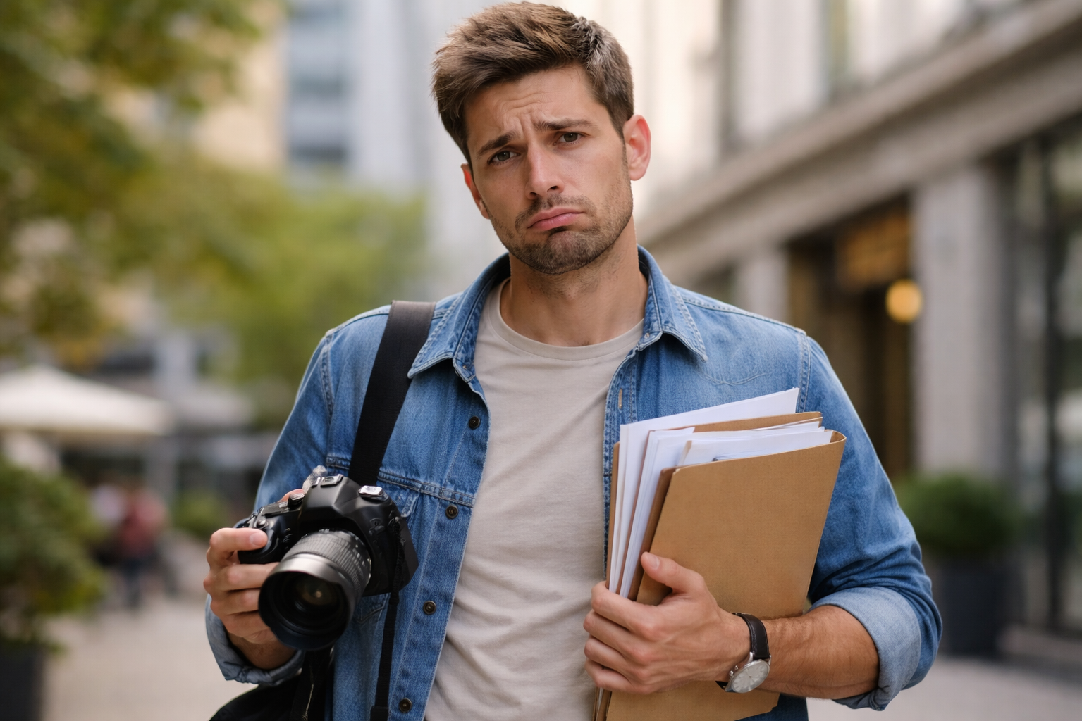 Фотограф с грустным выражением лица
