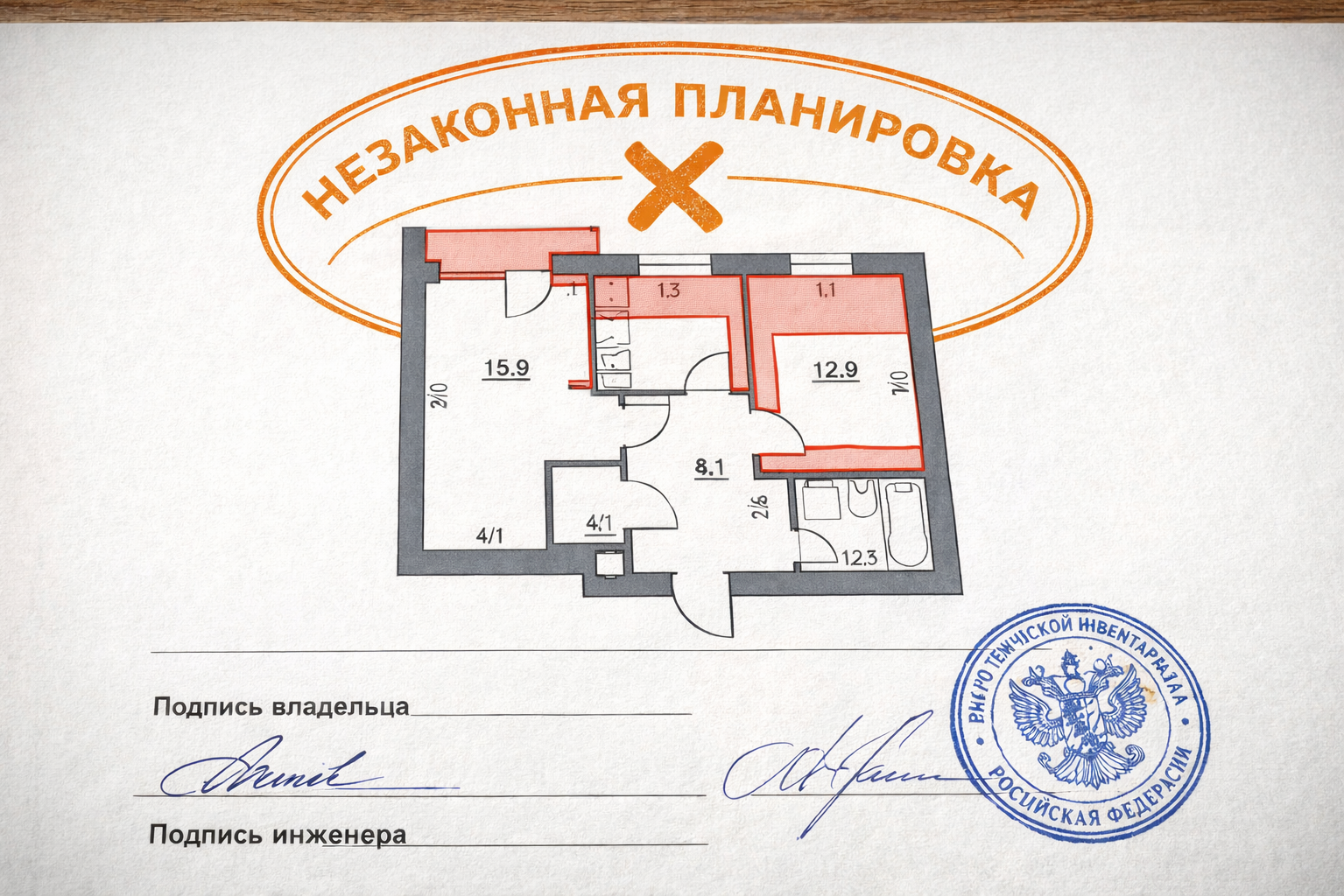 Отклонение запроса на перепланировку квартиры