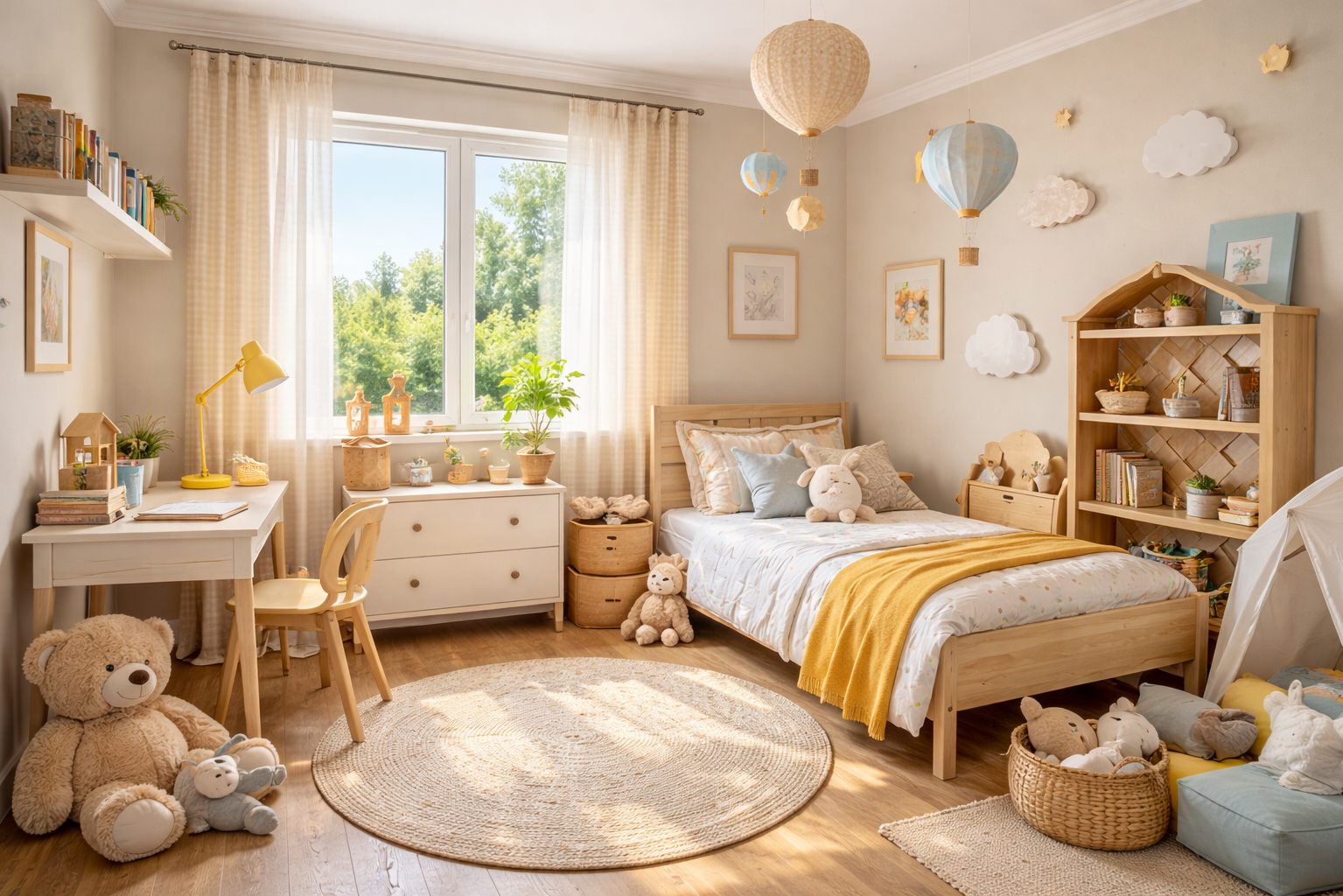 Интерьер детской комнаты в ясный солнечный день