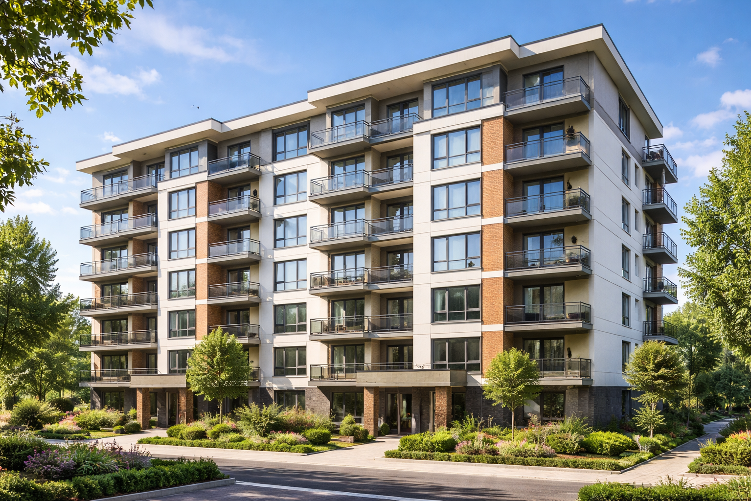 Элитный жилой дом в ясный солнечный день