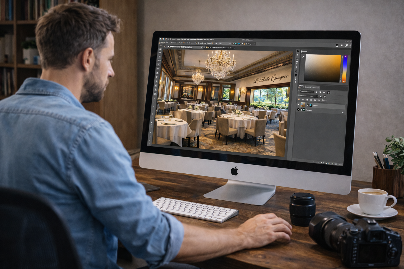 Процесс обработки фотографий элитного ресторана