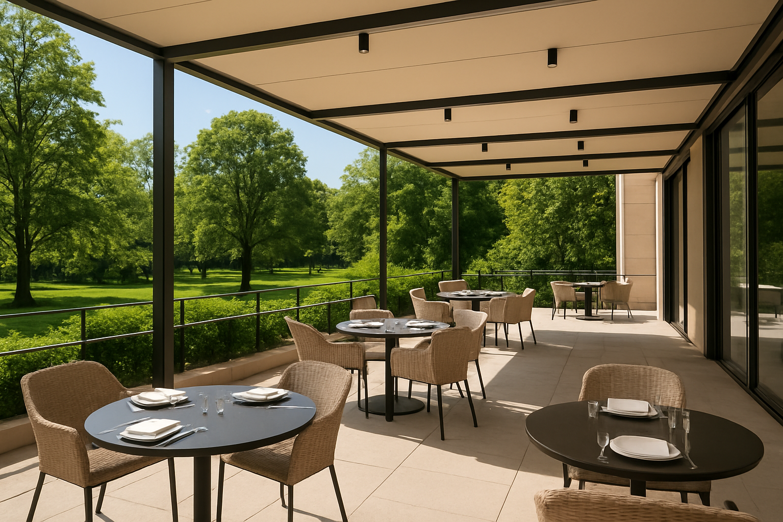 Интерьер летней террасы в пятизвездочной гостинице