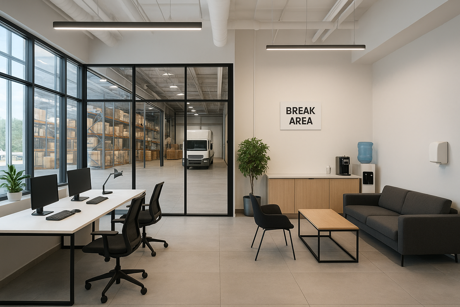 Офис и зона приема водителей на складе