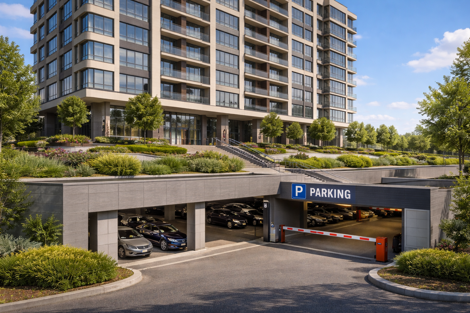 Парковка под стилобатом жилого дома