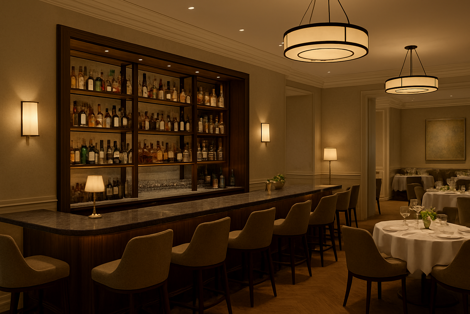 Барная стойка элитного ресторана со звездой мишлен