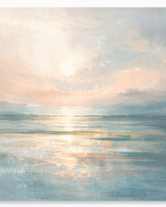 Авторская абстрактная картина «Рассвет» в светлом интерьере, художественное полотно с мягкой цветовой градацией, передающее ощущение начала, света и обновления.Abstract artwork “Dawn” displayed in a modern interior, contemporary painting symbolizing light, renewal and the beginning of a new day.