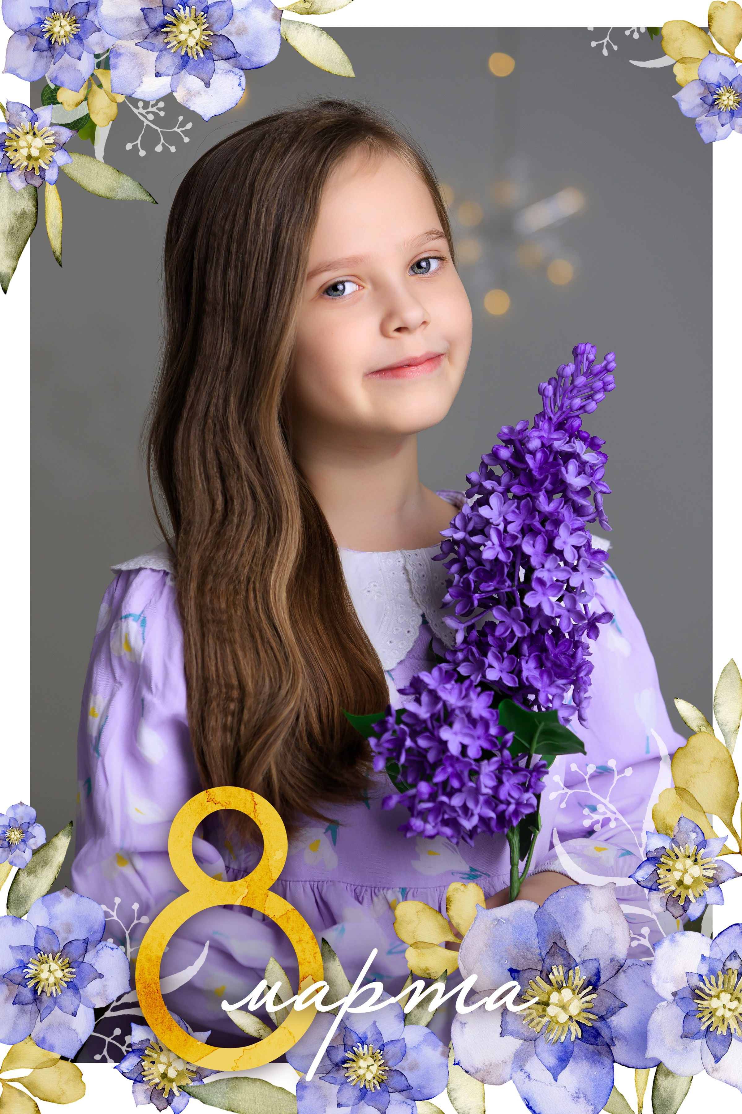 Девочка с леденцами на новогодней фотосессия в детском саду